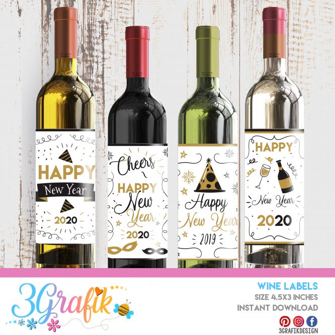 New Year – Wine Labels – Printable