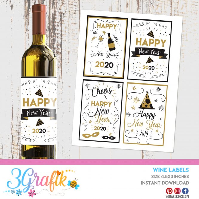 New Year – Wine Labels – Printable - Image 2