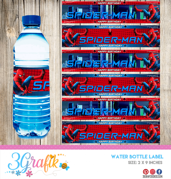 Spiderman Water Bottle Labels