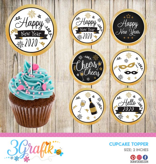 New Year - Cupcake Topper - Printable