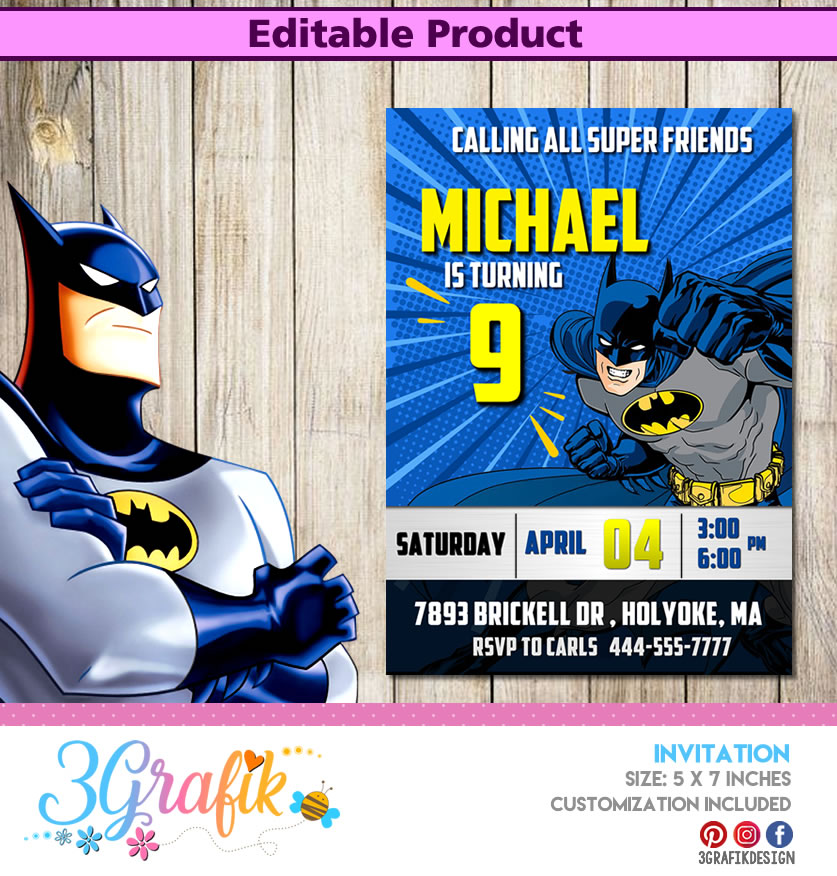 ≫ Batman Invitation Printable | party supplies