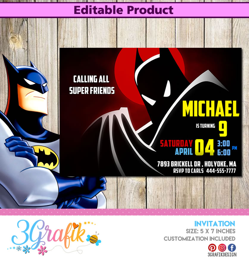 Batman – Invitation – Printable - 3Grafik