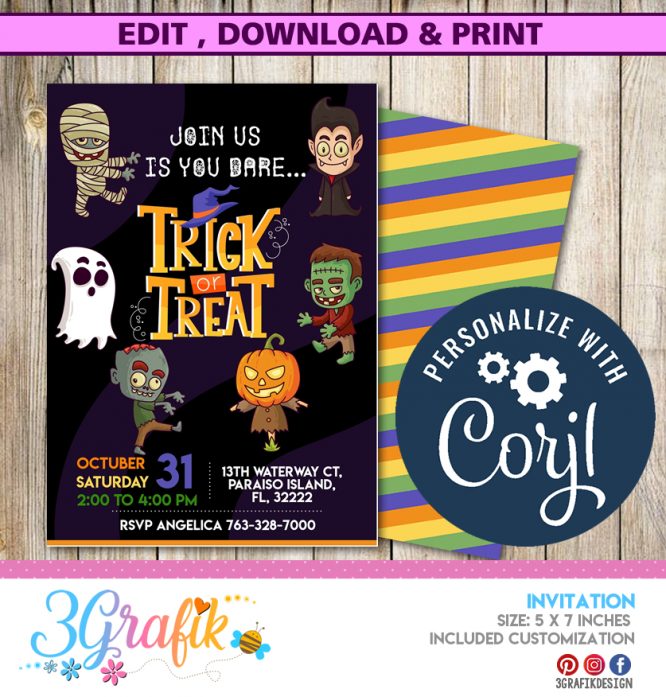 Trick or Treat Halloween Invitation