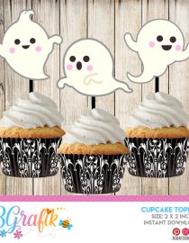 Free Spooky Ghost Halloween Cupcake Topper