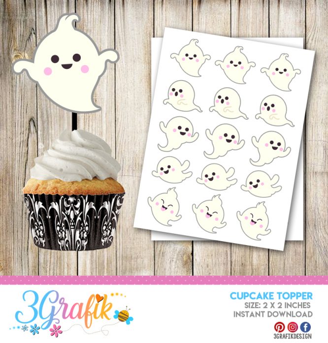 Spooky Ghost Halloween Cupcake Topper - Image 2