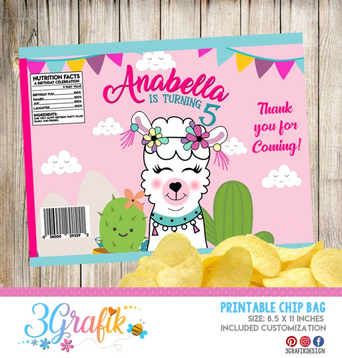 Llama– Chip Bag – Printable - Image 2