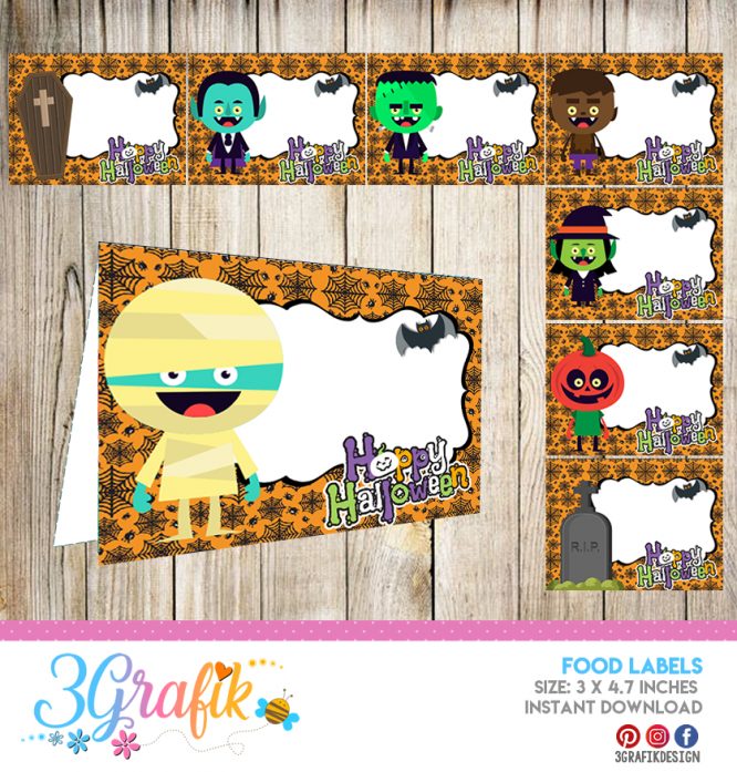 Monster Halloween Food Tent Cards