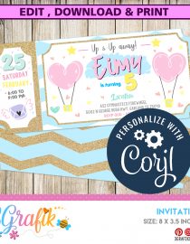 Hot air balloon-Digital-Invitation-Template