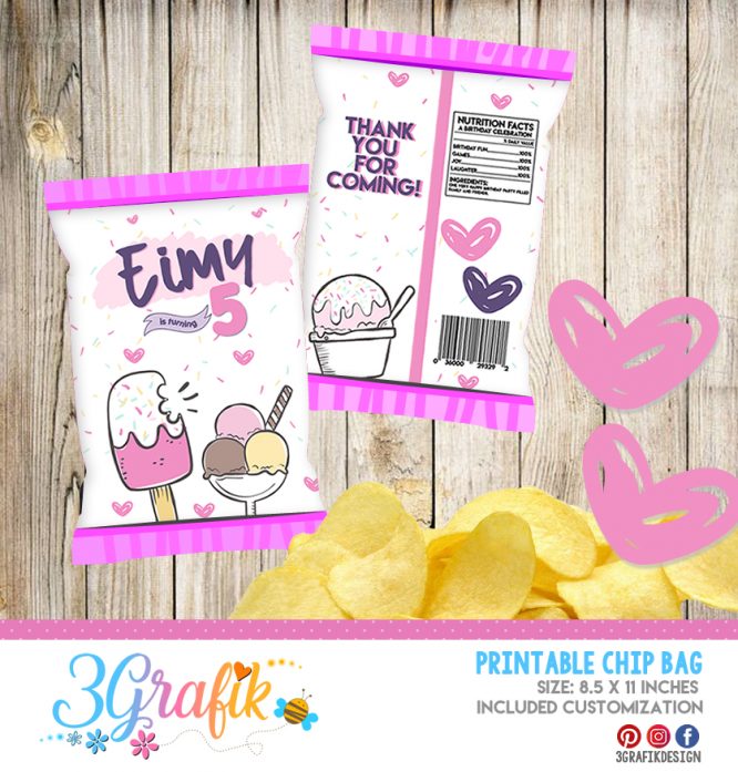 Ice Cream-Chip Bag-Editable-Party