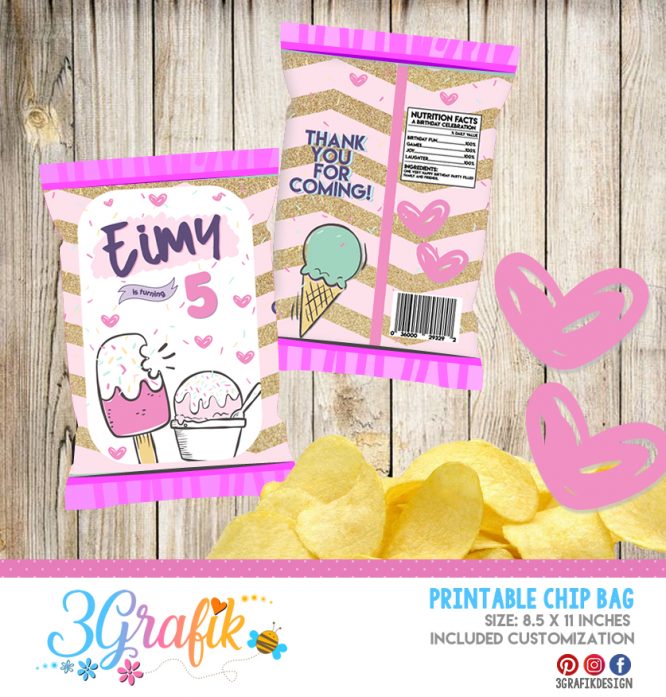 Ice Cream-Chip Bag-Editable-Party