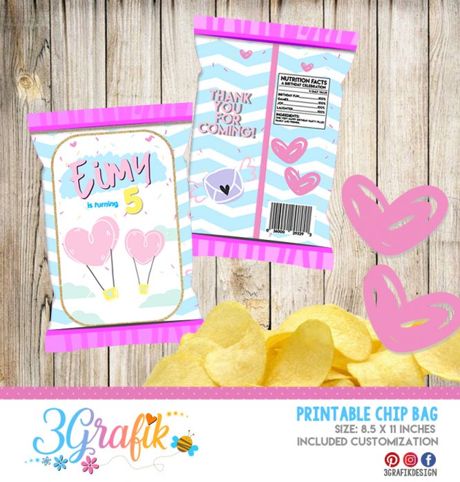 Hot air balloon-Chip Bag-Editable-Party