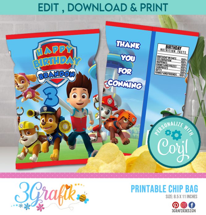 Paw Patrol Chip Bag