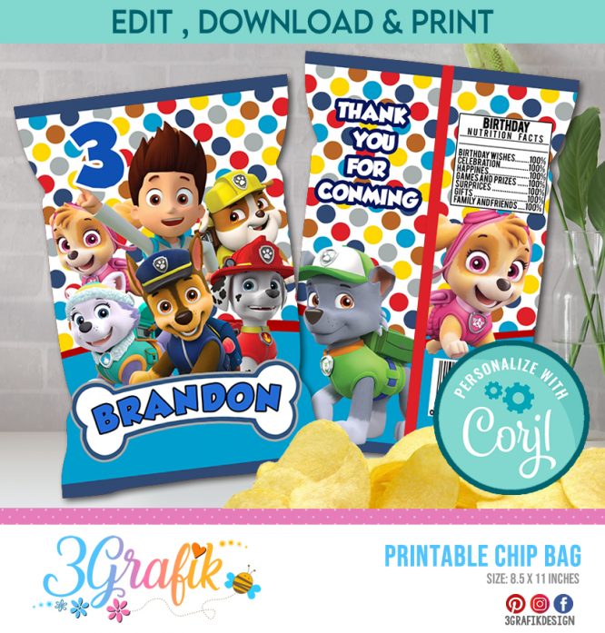 Paw Patrol Chip Bag