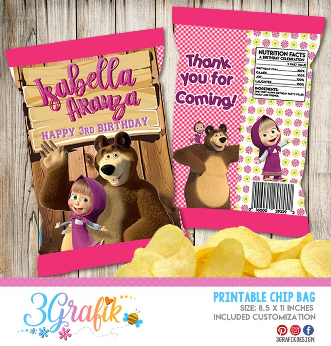 Masha y el oso Chip Bags: party supplies | 3grafik.com