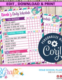 Home School Planner / Daily Schedule / Homework Organizer