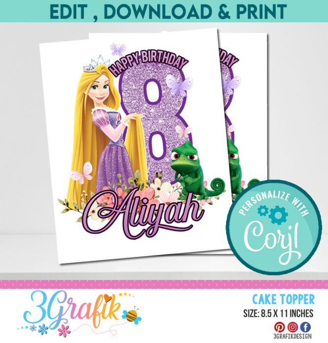 Rapunzel Cake Topper printable