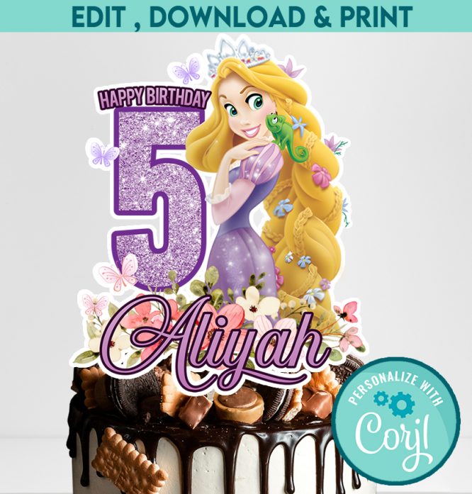 Rapunzel Cake Topper digital