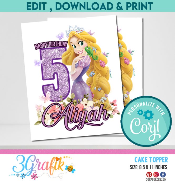 Rapunzel Cake Topper digital