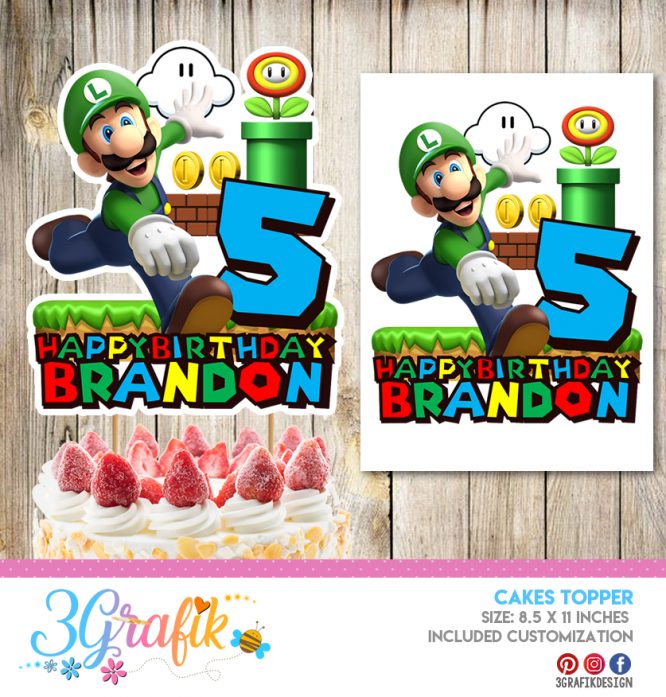 Mario Bros Cake Topper Digital – 3Grafik | Printable products for yours ...