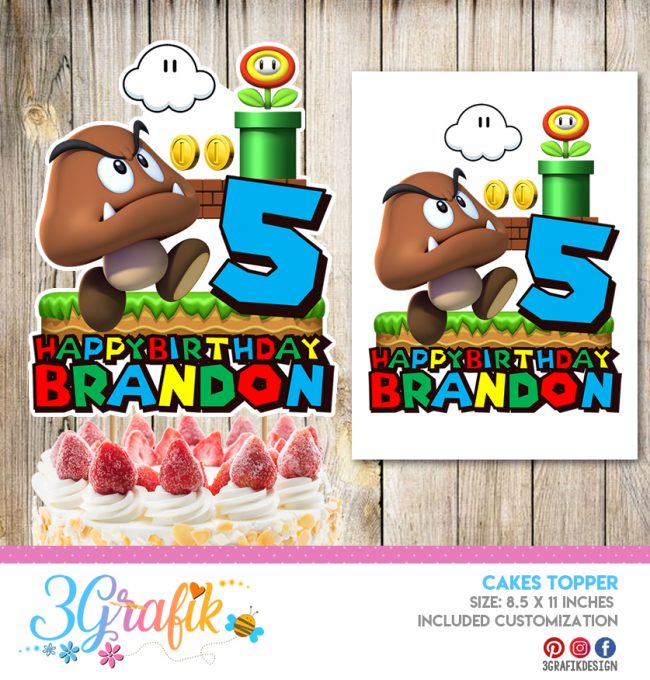 Mario Bros Printable Cake Topper | Banderin Mario Bros | Mario Bros
