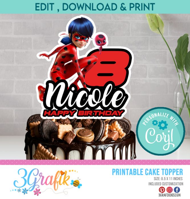 Miraculous Cake Topper Printable