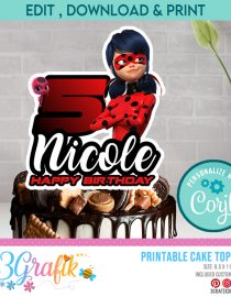 Miraculous ladybug cake topper digital