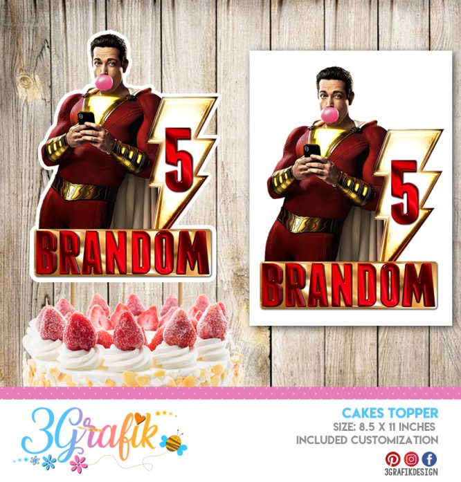 Shazam Cake Topper | Shazam Birthday Topper