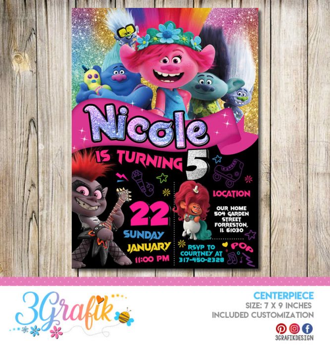 ≫ Troll 2 Invitation printable | Trolls World Tour Invitation | Trolls ...