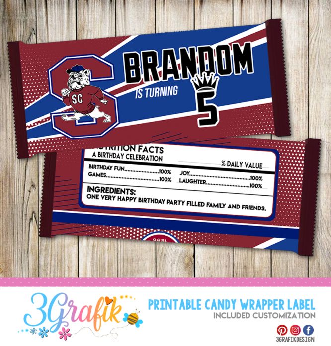 South Carolina State Bulldogs Candy Bar Wrapper labels