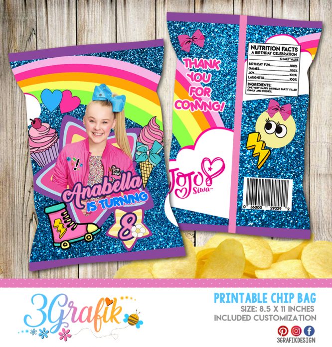 Jojo Siwa Chip Bags Digital | Bolsas de Chip Jojo Siwa