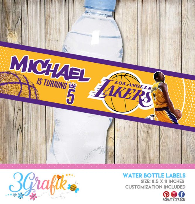 Lakers Kobe Bryant water bottle label