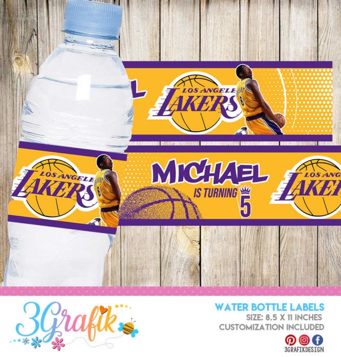 Lakers Kobi Bryant water bottle label