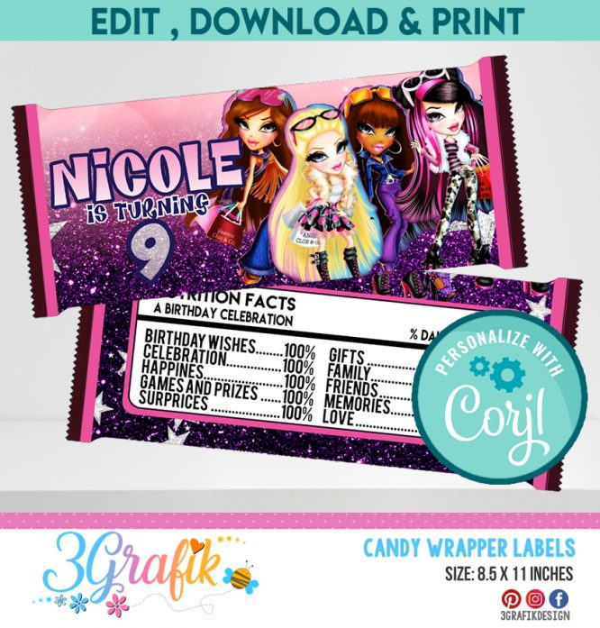 Bratz Candy Wrapper labels