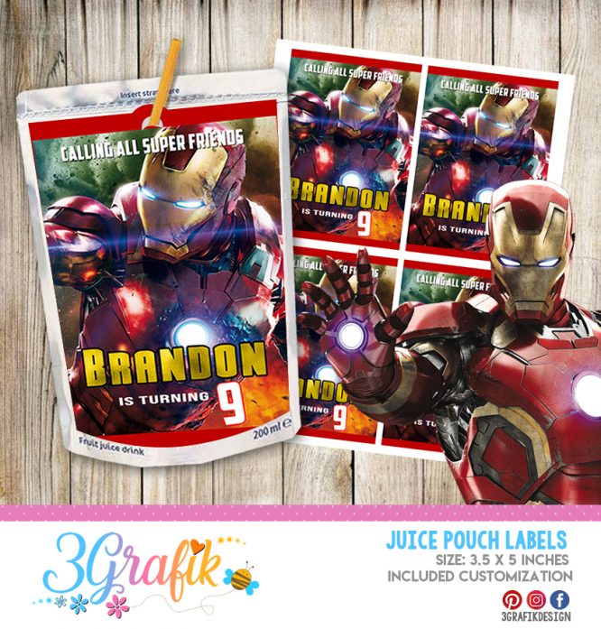 Iron Man Caprisun Juice Label Iron Man Chip bags