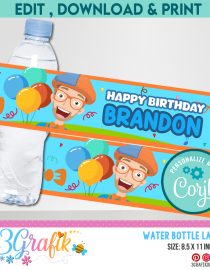 Blippi Water Bottle Label