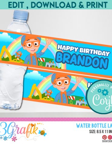 Blippi Water Bottle Label