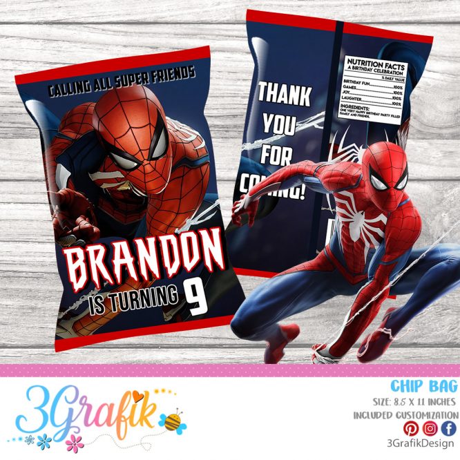 Spider-Man Chip Bag | Spider-Man Birthday party | Spider-Man Pack