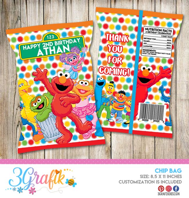 Sesame Street Chip Bags | Sesame Street party supplies