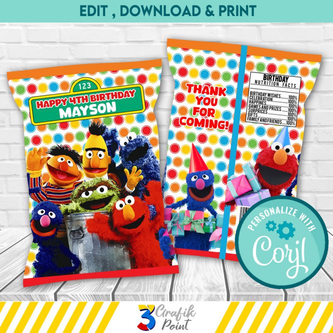 Sesame Street Chip Bag template