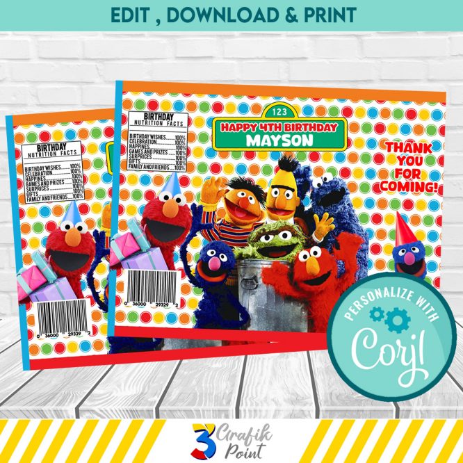 Sesame Street Chip Bag template