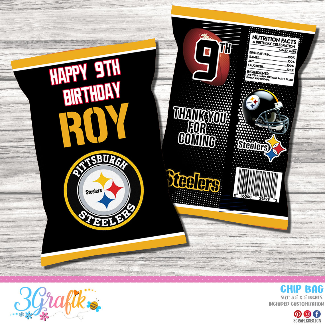 Pittsburgh Steelers Birthday Invitation