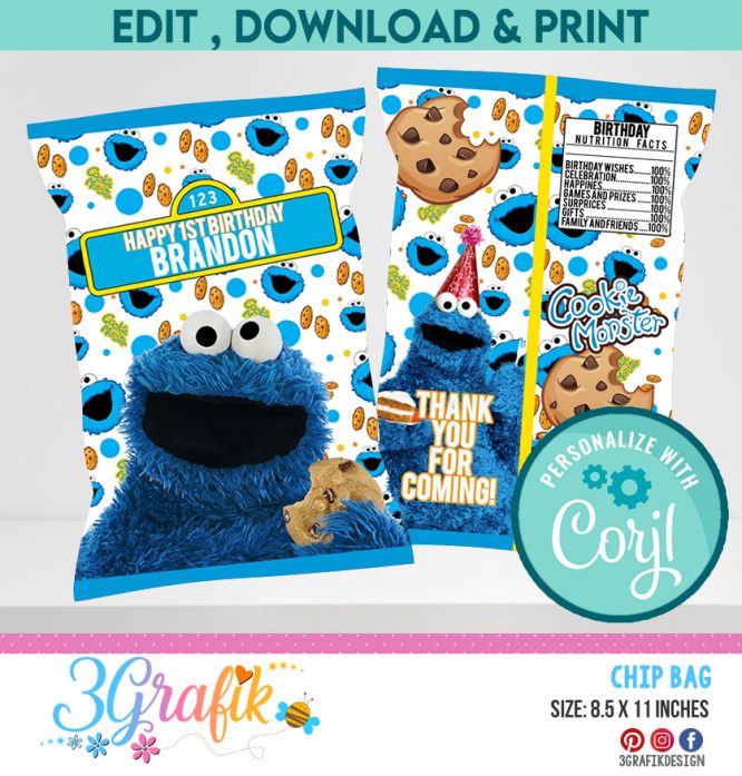 Cookie Monster Chip Bag