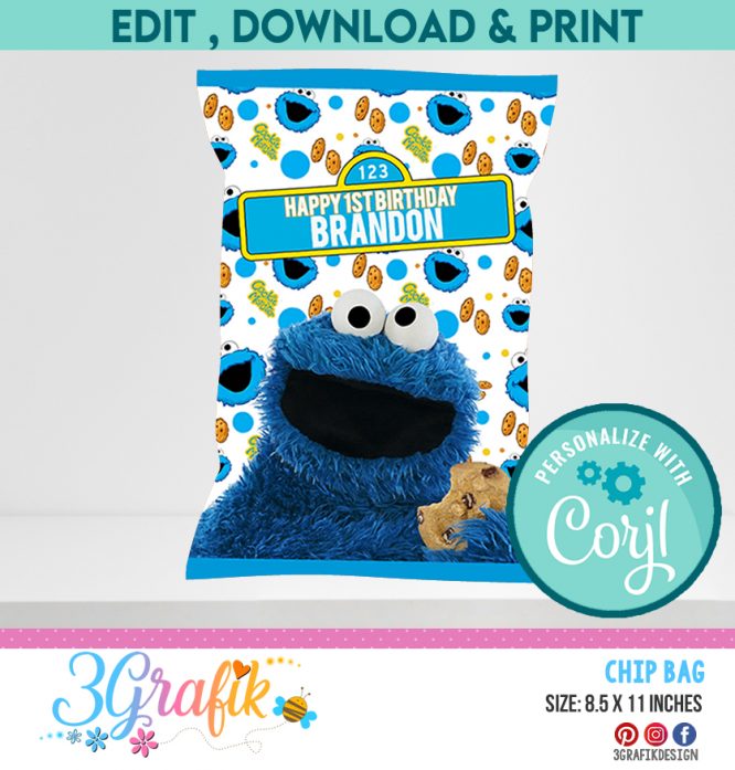 Cookie Monster Chip Bag