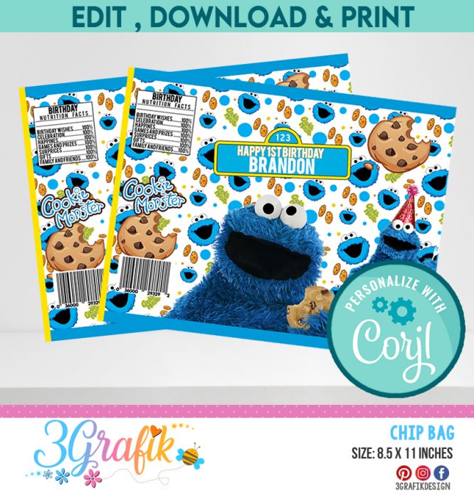 Cookie Monster Chip Bag