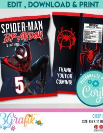 Spiderman Miles Morales Chip Bag template