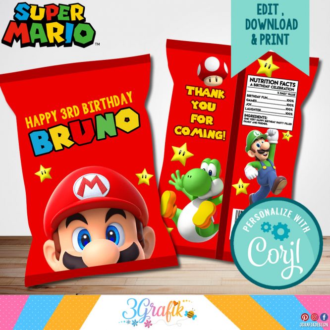 Mario Bros Chip Bag | Mario Bros Party | Mario Bros Chips!