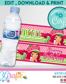 Strawberry Shortcake Water bottle Label digital