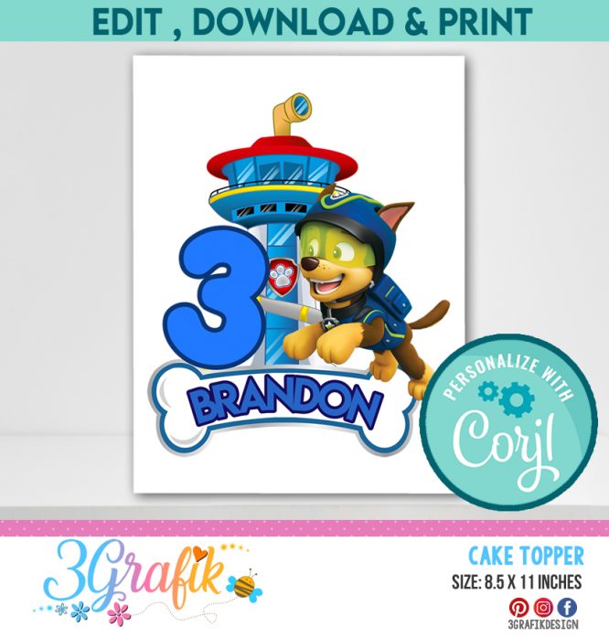 Paw Patrol Printable Cake Topper