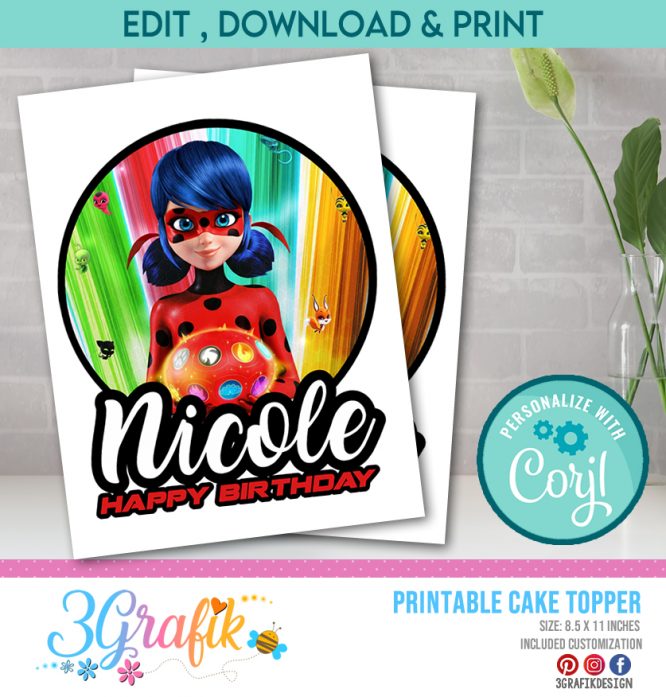 Miraculous cake topper printable