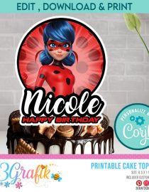 Miraculous ladybug cake topper printable